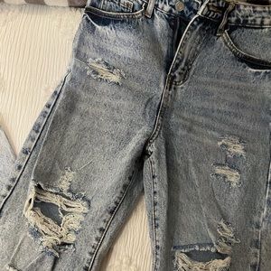 High Waisted, Ripped Mom Jeans